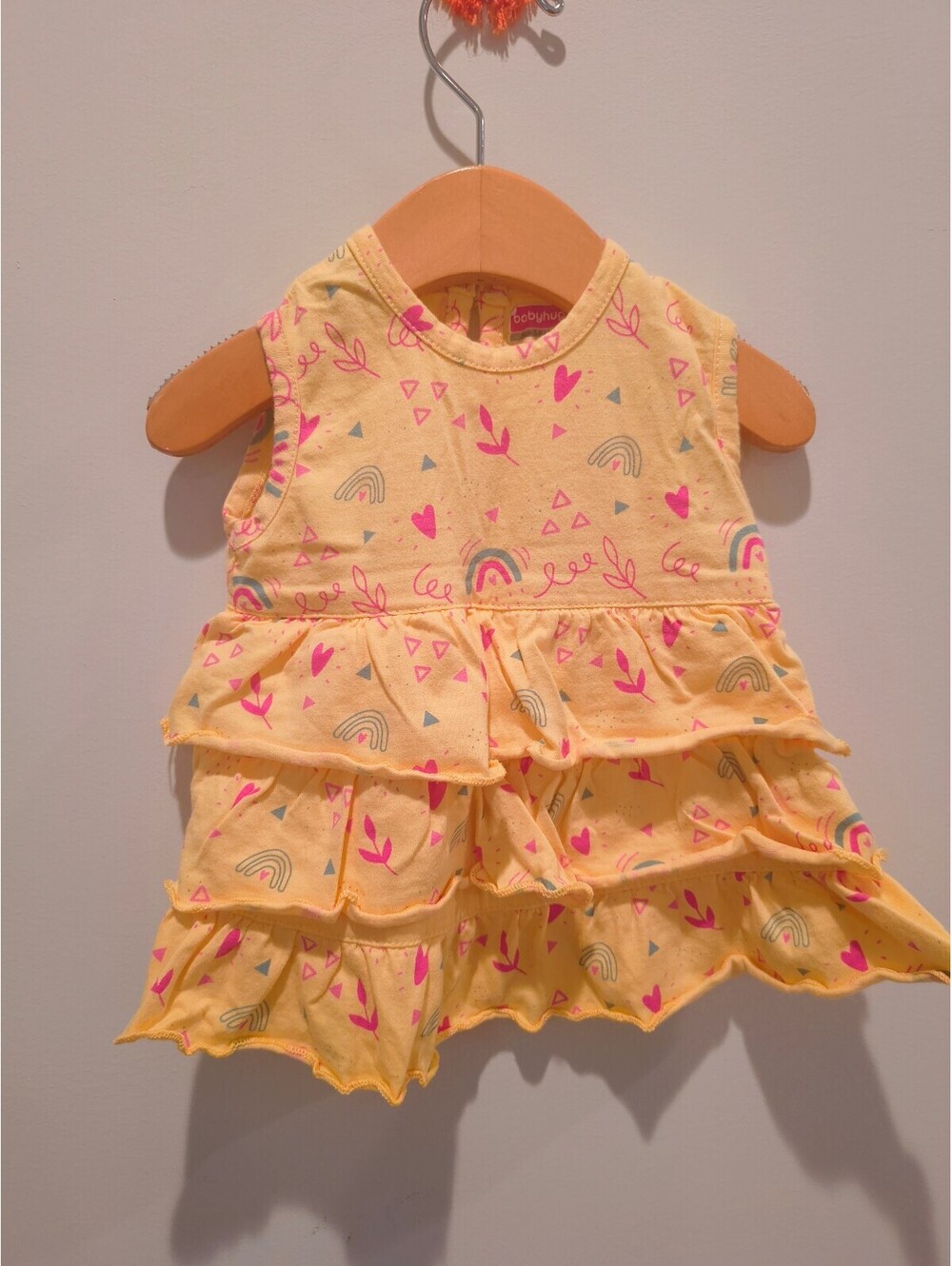 babyhug Infant Yellow Ruffle Dress with Pink Bolero Jacket 3-6 Months